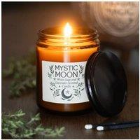 KDMD Mystic Moon Sage & Lavender Amber Candle - 22hr Calm Burn in Brown