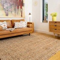 Kukoon Handmade Boucle Area Rug Soft Pile Living Room Jute Plain in Natural | Size: 80 cm x 150 cm