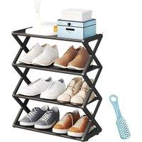 Nordara Black 4 Tier Compact Shoe Storage Shelf Space Saving Organiser