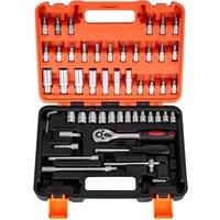 Nordara 53Pcs 1/4 Drive Metric Socket Set Ratchet Wrench Screwdriver Bit Kit in Silver | Size: 10000mm x 520mm