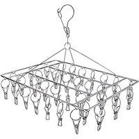 Nordara 36 Clip Stainless Steel Clothes Drying Hanger Rack in Silver | Size: 100 cm x 15 cm