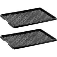 Nordara Set of 2 Indoor Shoe Mat Drip Tray Raised Edges 49x35.5cm in Black | Size: 49x35.5 cm