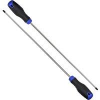 Nordara 2 X Extra Long 500mm Phillips Screwdriver Chrome Vanadium Tool in Silver