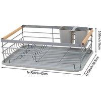 Nordara Grey Dish Drainer Rack Kitchen Sink Plates Draining Board Cup Holder | Size: 100 cm x 100 cm