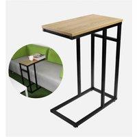Nordara High Gloss C Shaped Sofa Side Table Living Room Bedroom in Brown | Size: 120 cm x 70 cm