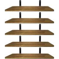 Nordara 5Pcs Rustic Floating Shelves Wall Mounted Storage Wooden Display in Brown | Size: 140 cm x 60 cm