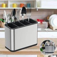 Nordara Kitchen Cutlery Organizer Box Spoon Fork Chopsticks Drainer Rack in Silver