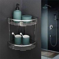 Nordara 2 Tier Stainless Steel Corner Shower Bathroom Shelf Organizer Basket in Silver