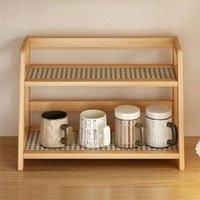 Nordara 27CM 2 Layer Countertop Organizer Multipurpose Kitchen Wooden Shelf in Brown