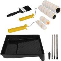 Nordara Paint Roller Set Extension Pole Tray Brush Roller Sleeves Wall Ceiling in Black