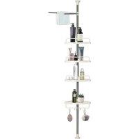 Nordara 4 Tier Telescopic Bathroom Wall Corner Rack Shelf Shower in White | Size: 50 cm x 80 cm
