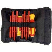 KORVIXA 10 Piece Interchangeable head Screwdriver Set & Pouch in Red | Size: 10000mm x 520mm