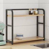 Nordara Spice Rack Wooden Organizer 2 Tier Kitchen Counter Shelf in Black | Size: 50 cm x 70 cm