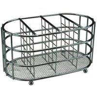 KORVIXA Chrome Cutlery Caddy Oval Tray Kitchen Utensil Holder in Silver | Size: 500g