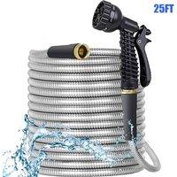 KORVIXA 25FT EXPANDABLE FLEXIBLE GARDEN METAL WATER HOSE PIPE in Silver | Size: 2.5kg