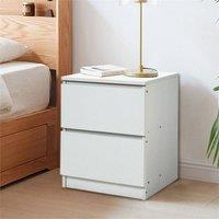 Nordara 2Drawer Shelf Nightstand Side Table Modern Home Bed Side Storage in White