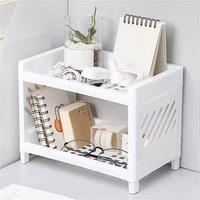 Nordara PP Desktop Double Layer Storage Rack White Office Cosmetic Holder