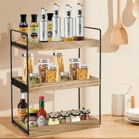 Nordara 3 Tier Kitchen Counter Coffee Condiment Storage Shelf in Brown