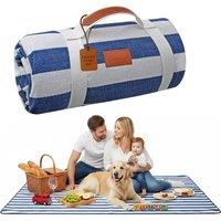 Nordara Extra Large Waterproof Picnic Blanket Outdoor Beach Travel Rug in Blue