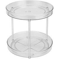 Nordara 2 Tier Lazy Susan Cupboard Organiser, 23.5cm Turntable Spice Rack in Clear | Size: 1 Pack