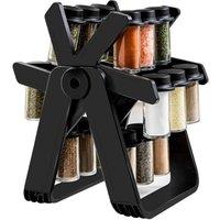Nordara Kitchen Spice Organizer 360 Rotating Ferris Wheel Rack with 18 Jars in Black | Size: 40 cm x 30 cm