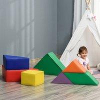 HOMCOM 7 Pcs Kids Soft Foam Puzzle Play Blocks Set Learning Toddler Activity in Green