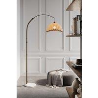 Living and Home Vintage Style Floor Lamp with Fabric Lampshade and Marble Base