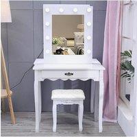 White LED Mirror Vanity Makeup Dressing Table