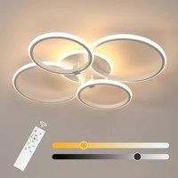 Pheashine LED Ceiling Light, 39W Dimmable 3000-6500K with Remote, 4-Ring Fixture in White