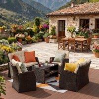 FURNITURE ONE 6 Seater Rattan Garden Furniture Set, with Coffee Table in Brown