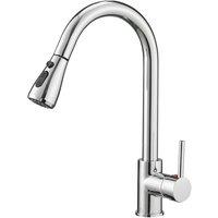 Heable Sleek Kitchen Sink Mixer Tap with Pull Down Sprayer in Silver