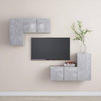 Berkfield Home 4 Piece TV Cabinet Set Concrete Grey Engineered Wood
