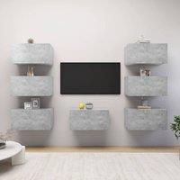 Berkfield Home TV Cabinets 7 pcs Concrete Grey 30.5x30x60 cm Engineered Wood