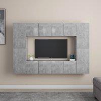 Berkfield Home 8 Piece TV Cabinet Set Concrete Grey Engineered Wood