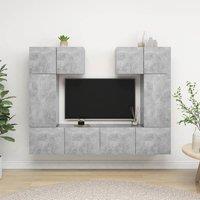 Berkfield Home 6 Piece TV Cabinet Set Concrete Grey Engineered Wood