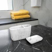 Showerdrape Octavia Bathroom Accessory Set - Soap Dish & Toothbrush Holder in White