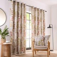 Portfolio Home Springfield Leaf Fully Lined Eyelet Curtain Set in Natural | Size: 168 cm width x 137 cm drop