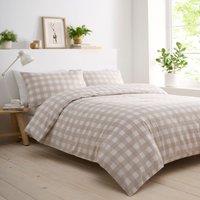 Portfolio Home Gingham Check Bedding Duvet Cover Quilt Set with Pillowcase in Brown | Size: Super King