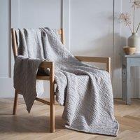 Portfolio Home Aalborg 100% Cotton Textured Throwover Bed Throw Blanket 150 x 200 cm in Grey | Size: 150 cm x 200 cm