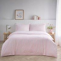 Portfolio Home Pencil Stripe Duvet Cover Set in Pink | Size: Super King