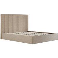 Lemon Pavilion Furniture Berlin Tall Ottoman Super King Size Bed Frame- Velvet - Flat Pack in Beige