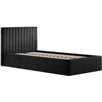 Lemon Pavilion Furniture Berlin Ottoman Single Bed Frame- Velvet - L203xW109xH89 cm - Flat Pack in Black