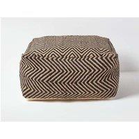 Homescapes Patterned Large Square Pouffe in Black