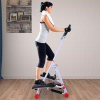 HOMCOM Foldable Stepper Adjustable Step Machine w/ Handlebar LCD Display in Red