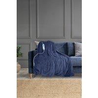 Neo Electric Heated Throw Over Sherpa Blanket - Reversible in Dark Blue
