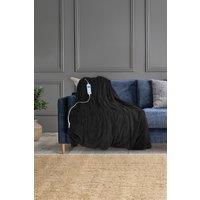 Neo Electric Heated Throw Over Sherpa Blanket - Reversible in Black