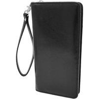 House of Leather Real Leather Long Wallet Wrist Clutch Organiser Hastings in Black