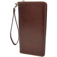 House of Leather Real Leather Long Wallet Wrist Clutch Organiser Hastings in Brown