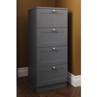 FWStyle 4 Drawer Shaker Style Tallboy Chest Of Drawers Deep Design Bedroom Storage in Grey