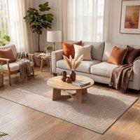 THE RUGS Flex Collection Solid Design Low Pile Extra Large Living Room Rug in Beige | Size: 80 cm x 300 cm